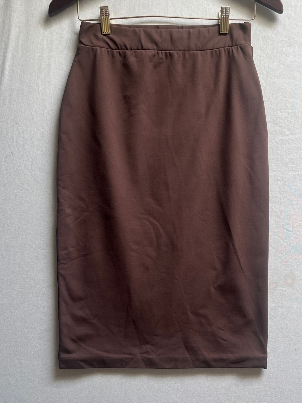 Babaton Brown Pencil Midi Sculpt Knit Skirt Sz M